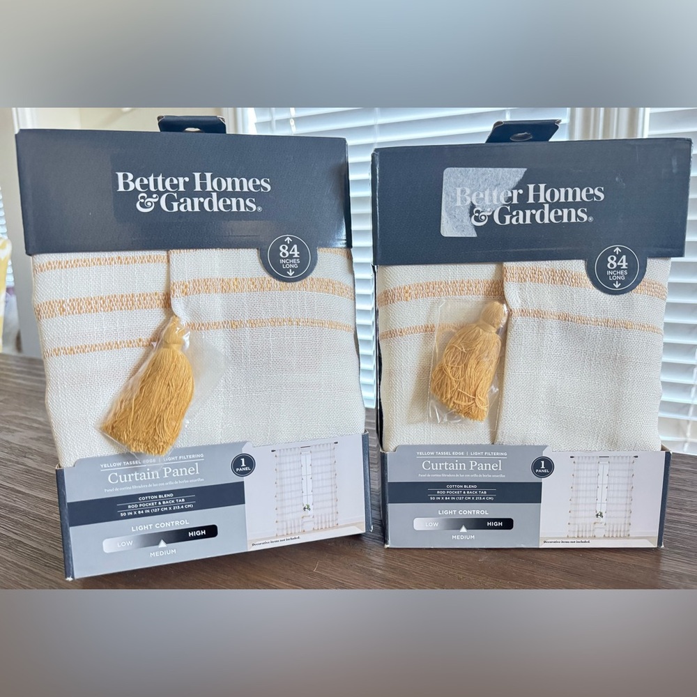 Better Homes & Gardens Curtain Panel with Gold Tassels